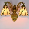 Lamps Doubleheaded coloured glass wall lights dining room corridor glass wall lamp tiffany style leaf deco wall light TF010