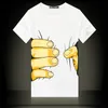 2019 Yaz Marka Yeni Erkek 3D Büyük El Kısa Kollu pamuklu T Gömlek Nefes O Boyun Moda Üstleri Tee Komik Tshirt Ucuz Z