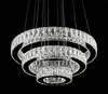 NEUE Moderne LED-Edelstahl-K9-Kristall-Kronleuchter 3 Ringe 2 Ringe für Wohnzimmer Esszimmer Schlafzimmer Einzelhandel MYY