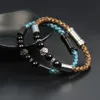 Bijoux pour hommes, bracelets à rivets géométriques irréguliers, fermoir en acier inoxydable, en cuir de vache, pour femmes, 5340481