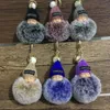 Cute Sleeping Baby Lalka Brelok Pompom Rabbit Fur Ball Carabiner Breloczek Keyring Kobiety Dzieci Klucz Uchwyt Torba Wisiorek Key Ring 000