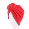 Cotton Turban Muslim Women Headwear Cap Flower Knot Hat Ladies Head Wrap Solid Color Hair Accessories New Arrival