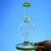 Unico doppio riciclo Bong a fessura per ciambelle Percolatori Pipa ad acqua Sidecar Olio Dab Rig Bong in vetro verde viola Giunto da 14 mm con ciotola XL-320