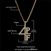 Partihandel-Silver Plated 4pf Hängsmycke Halsband Iced Out Lab Diamond Brev Nummer DJ Rapper Street Style Chain Halsband