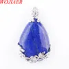 WOJIAER Tear Water Drop Love Natural Lapis Lazuli Gem Stone Collana con ciondolo Reiki Bead Women Jewelry N3473