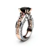 Embossment bloem diamant ring contrast kleur verloving trouwring vrouwen ringen mode sieraden wil en zandig cadeau