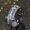 Luksusowy Kryształ Kryształowy Diamond Pierścień Unikalny Styl Moda Różowe Złoto Biżuteria Silver Biżuteria Rocznika Obrączki Dla Mężczyzn I Kobiet