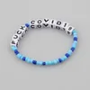 2020 mode coloré bohème perles bijoux personnalisé acrylique lettre alphabet perles bracelet Style ethnique bracelets élastiques