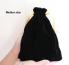 Luxury Velvet Ribbon Gift Bag 7x9cm 8x10cm Pack of 100 Rings Earrings Stud Jewelry Packaging Pouches Makeup Logo Sack