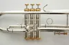 American Bach LT197S-99 Trompet Damlası B Gümüş Kaplama Altın Anahtar Trompet Profesyonel Pirinç Enstrüman Durumla Trompeting SHI283Q