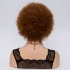 女性のための短いカーリーアフロウィッグのためのダークブラウンの完全な合成髪かつら茶色がかった赤いアメリカのアフリカ自然のかつらのコスプレ