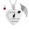 Leuke kat "I Love You Forever" Cremation Jewelry Wing Ashes Houdersake Hanger Pet Birthstone Memorial Urn Ketting