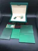 Meilleur Qualité Vert Foncé Montre Boîte Cadeau Pour Rolex Montres Livret Carte Étiquettes Et Papiers En Anglais Montres Suisses Boîtes