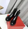 Rivet Botas planas salto de couro genuíno de 2019 outono inverno botas de moda feminina Cowskin botas flat enviar caixa de tamanho 35-41