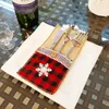 Christmas Decorations Cutlery Bag Kitchen Tools Linen Utensil Holders Knife Fork Bags Table Candy Bag Xmas Party Wedding Supplies