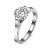 Uttalande bröllop solitaire ringar runda ren cubic zirconia platina pläterade rostfritt stål romantisk klassisk designer engagemang kvinnor ring