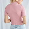 Verão estilo ocidental moda sólido slim manga curta senhora senhora s-xl mulher casual t-shirt de algodão curto t-shirt