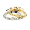 Homens Mulheres Pulseira de Ouro Leão de Prata trançado pulseiras com 6mm de aço inoxidável Reticulated Beads Jewelry