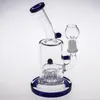 18cm Glas Bong Rosa Grön Blå Olje Riggar Glas Bongs Med Perc Perclator Dome Nail Fog Storlek 14.4mm Tjock Bas Rökning Rör