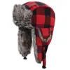 Unisex vinter trapper hatt gitter plaid print plysch fodrad ushanka öronflap mössa män kvinnor hattar varma