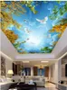 Plafond muur schilderij woonkamer slaapkamer behang home decor mooie mooie takken blauwe lucht en witte wolken plafond muurschilderingen