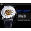 Forsining Classique Royal Design Chiffre Romain Ceinture En Cuir Noir Golden Gear Mouvement Mens Montre Mécanique Top Marque De Luxe Clock264S