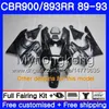 Corps Pour HONDA CBR 893RR 900RR CBR900RR CBR893RR 89 90 91 92 93 253HM.11 CBR900 CBR893 RR 1989 1990 1991 1992 1993 Bleu noir brillant Carénages