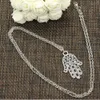 New Fashion Tibetano Pingente de Prata hamsa palma da mão proteger Choker Charme Curto Longo DIY cadeia de jóias colar