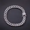 Hip Hop Micro Pave Cubic Zircon Cube Stones Cuban Chain Bracelet Gold Silver Color 8mm 7inches 8inches