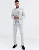 Tuxedos de marié trois pièces gris clair, revers cranté, Blazer à deux boutons pour hommes, costume de bal formel d'affaires (veste + pantalon + gilet)