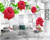 3d Bedroom Wallpaper Delicate Red Flowers Custom Beautiful and Romantic Living Room Bedroom Decoration Mural Wallpaper