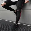 Men's Fashion Micro-bomb Slim Motorcycle Jeans Hip Hop Men Washed Torn Jeans Zipper Designer Black Jean254z