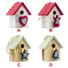 Festa fai-da-te in legno leggero per bambini Decorazione Festival Simpatico ornamento natalizio Mini Cabin House Home Hanging Gift