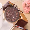 Hot Sales Unisex Geneva Leather PU Quartz Watches Men Women Fashion Casual Roma Men's Watch Casual Dress Rose Gold Wrist Watches Wholesale