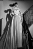 Vintage en linje hög nacke bröllopsklänningar brudklänningar med satin spets kjol tåg långärmad 2022 brud klänning prinsessa plus storlek vestidos de novia