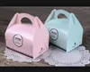 Portable Handle Bakery Cake Boxes Mousse Cookies Pastry Packaging Boxes Pinkk Blue Free Shipping Wholesale