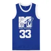 Mens Will Smith #33 농구 저지 음악 텔레비전 첫 연례 Rock N'Jock Ball Jam 1991 Blue Stitched Shirts MTV