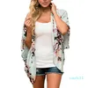 Mode-Nouveautés 2019 Femmes Blouses Plus Tailles Floral Cardigan Femmes Tops En Mousseline De Soie Chauve-Souris Blouse Kimono Cardigan Chemise Femme XXXL