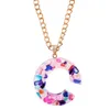 Новое поступление Multicolor Acrylic уксусную кислоту лист подвеска длинное цепочка ожерелье 26 начальная буква ожерелье мода ювелирные изделия для женщин