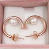 Studs Contemporary Pearls Hoop Earrings Pandora Rose & Freshwater Cultured Pearl Authentic 925 Sterling Silver Fits European Pandora Style Andy Jewel 287528P