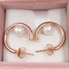 Borchie Perle contemporanee Orecchini a cerchio Pandora Rose Perla coltivata d'acqua dolce Autentico argento sterling 925 Adatto a gioielli stile Pandora europeo Andy 287528P