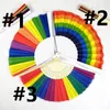 Rainbow LGBT Hand Held Folding Fan Folding Hand Fan Vintage Style Rainbow Design Held Fans For Birthday Graduation Holiday Props JXW593