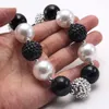Mode Meisjes Kinderen Chunky Wit / Zwart Bubblegum Kralen Ketting Voor Kind Chunky Kralen Ketting Gift Beaded Jewelry