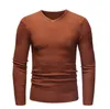 Lente Herfst V-hals T-shirts Gebreide Dunne Basic T-stuk Lange Mouw Solid Causal Tops NIEUW