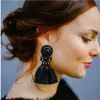 Bohemian Long Statement Tassel Drop Earrings Lyxhartspärlor Tassel Örhängen för kvinnor 9 Färgval Dangle Örhängen GB57