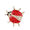 Gold Crystal Ladybird Broche Pins Broches de esmalte Broches Pin Corsage Jóias de moda para homens Presente de mulheres