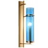 Creative Design Wall Sconce Lighting Blue Glass Lampshade Wall Lamp Gold Bronze LED Wall Light Fixture For Bedroom2416581