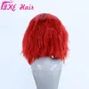 estilo rihanna alta qualidade natural suaves Curto soltos naturais ondas negras Raízes Ombre Red Bob sintética peruca dianteira do laço parte livre para Mulheres