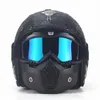 Motocross-Helmmaske, abnehmbare Schutzbrille und Mundfilter, perfekt für offene Motorrad-Halbhelme, Vintage-Helme1