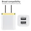 Universal Dual Ports Väggladdare USA EU-kontakt Reseadapter 5V 2.1A Bekväm strömadapter med två USB-portar för iOS Android-mobiltelefoner utan paket